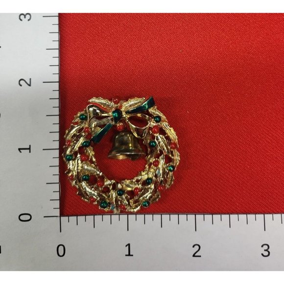 Christmas Pins/ Brooch Set of 2 Christmas Wreath & Bell & Candle Pins - Picture 5 of 9